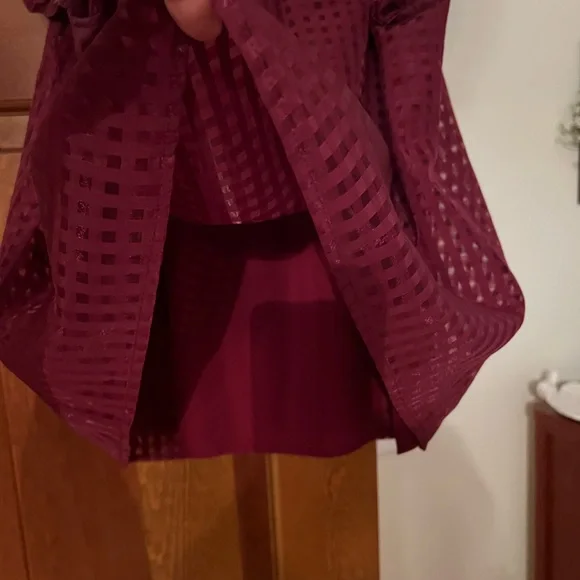 Entro Maroon Checkered Ruffle Blouse - Picture 4 of 4